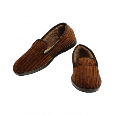 Pantufla Espa&ntilde;ola Maria rayas marr&oacute;n hombre talla 39-40